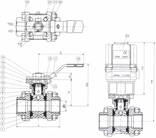 HS-03T/E 電動三片式球閥