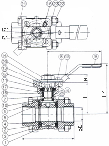 氣動三片式球閥 HS-03T DA/SR