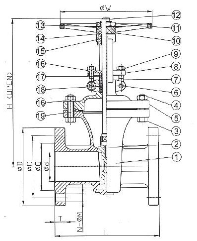 JIS 20K/ANSI 300LB 法蘭閘閥