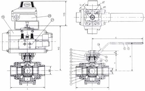 氣動四通(tōng)球閥 HS-404/DA/SR