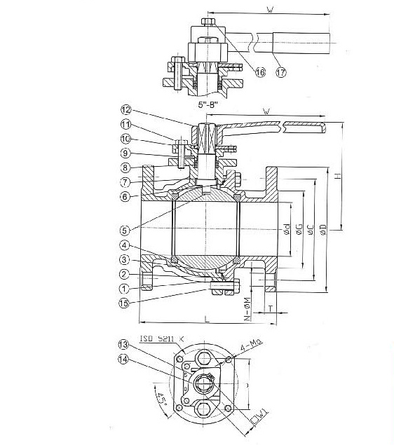 ANSI 300LB 二片式法蘭球閥