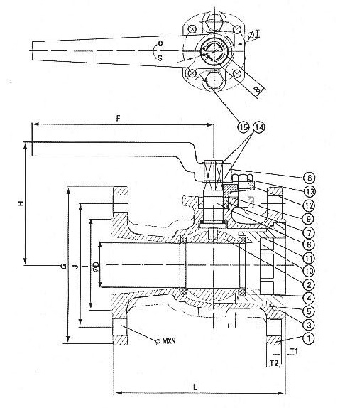 ANSI 150LB 一片式縮徑法蘭球閥